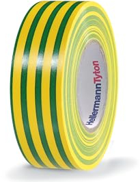HellermannTyton, Cinta aislante de PVC 15mm x 10m Color verde/amarillo Pack 10m