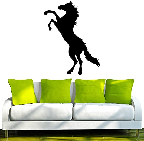 INDIGOS UG Wandtattoo w672 schwarz springendes Pferd - Hengst - Mustang 120 x 66 cm Wandaufkleber selbstklebend - Selbstklebende Fensterfolie zur Dekoration - Kinderzimmer