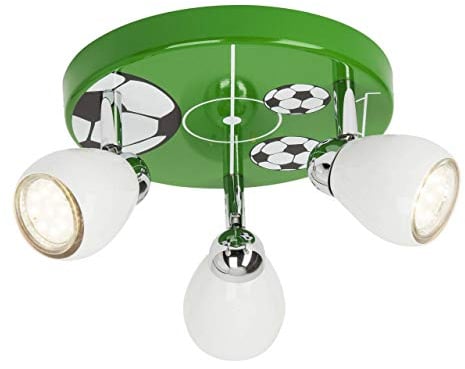 BRILLIANT Lampe Soccer LED Spotrondell 3flg weiß/grün-schwarz-weiß | 3x LED-PAR51, GU10, 3W LED-Reflektorlampen inklusive, (250lm, 3000K) | Köpfe schwenkbar