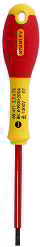 STANLEY 1-65-411 Cacciavite con Lama Isolata, 3.5 x 75 mm, Strumentisti