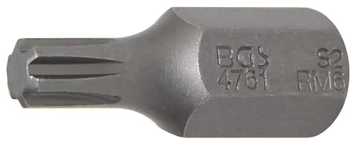 BGS 4761 | Bit | Außensechskant 10 mm (3/8) | Keil-Profil (für RIBE) M6 | Länge 30 mm | Chrom-Vanadium-Stahl (S2)