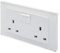 Retrotouch Crystal, Double Plug Socket, Switched, White Glass, 13A, w8 x h86 x d146 mm