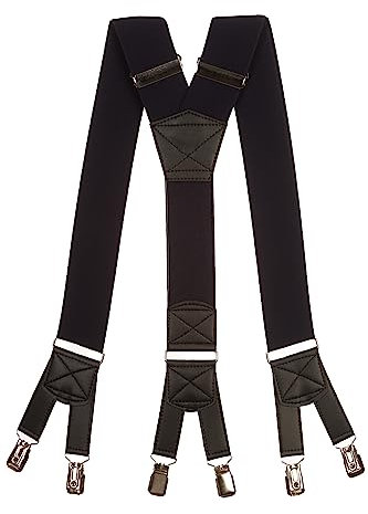 Olata extra breite Herren Hosenträger/Heavy Duty Y-Hosenträger mit 6 Clips – 5 cm. Marineblau