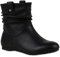 Stiefeletten Damen Schlupfstiefel Schnallen Stiefel Flach Boots Nieten Leder-Optik Schlupfstiefeletten Schuhe 120939 Schwarz 38 Flandell