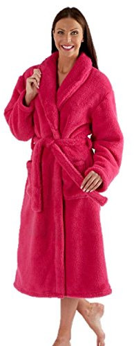 femmes peignoir robe de chambre polaire de luxe robe marine bleu rose violet - Taille 10 12 14 16 18 20 22 24 - Rose Foncé, XL 22-24