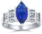 Bague De Fiançailles Solitaire Ovale Marquise En Saphir Bleu Simulé De Style Art Déco Pour Femme En Argent Sterling .925 Personnalisable De Domaine Vintage