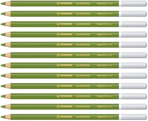 STABILO CarbOthello - Chalk-Pastel Pencil | Pack of 12 - Leaf Green