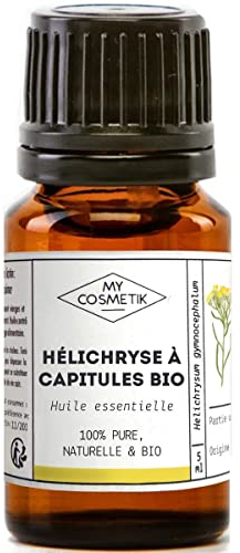 MY COSMETIK - Huile Essentielle d'Hélichryse à capitules BIO AB - Issue de l'agriculture Biologique - Chémotypées HEBBD/HECT - 100% pure et naturelle - Certifié ECOCERT - Fabriqué en France - 5 ml