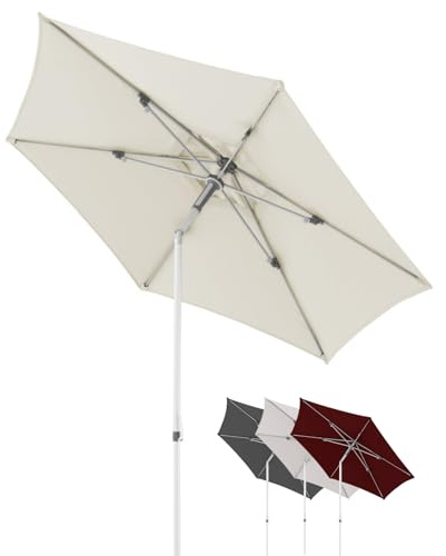 Doppler Sonnenschirm AluPro Neo Push Up Ø260cm I Sechseckiger Sonnenschirm für Balkon & Terrasse I Öffnen & Schließen durch Schiebe Mechanismus I Höhenverstellbar