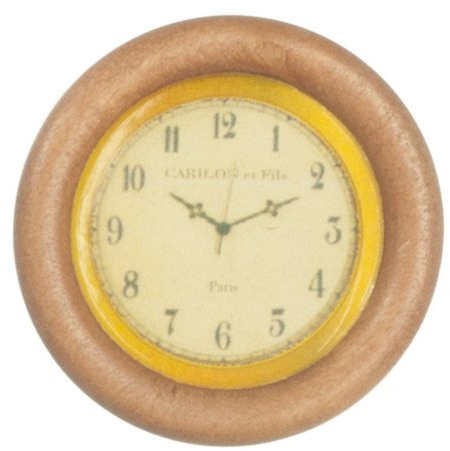 Puppenhaus Rund Eiche Hell Holz Wand Uhr Miniatur 1:12 Zubehör