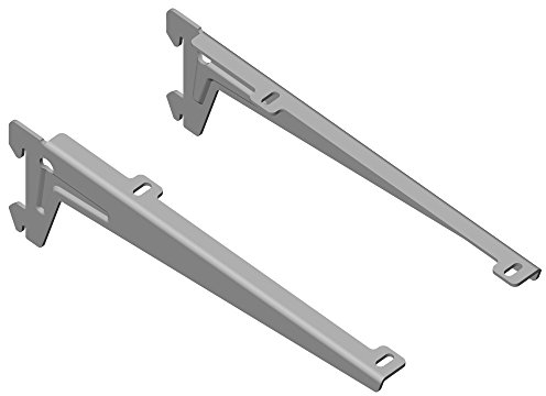 Element System Winkelträger Regalträger 1-reihig, 2 Stück, 5 Abmessungen, 3 farben, Länge 23 cm für Holzböden, Wandschiene, weißalu, 18133-00053