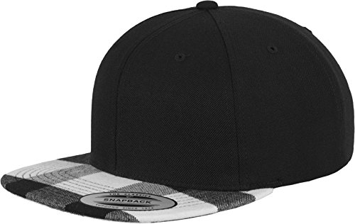 Flexfit Mütze Checked Flanell Peak Snapback, blk/wht, One size, 6089FP-00050-0050