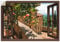 ARTland Wanddeko Wandtattoo selbstklebende Vinylfolie 130x90 cm Fensterblick Fenster Toskana Landschaft Garten Rosen Balkon Natur T5QB