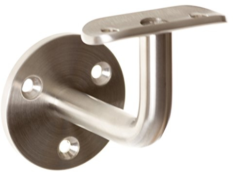 Edelstahl Handlaufhalter Bayram® mit flach oder rund Anschraubplatte Handlaufträger 42,4 mm V2A Geländerhalterung Handlauf (Gebogen 42)