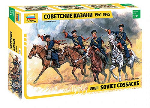 Zvezda 500783579-1:35 Soviet Cossacks Cavalry WWII Plastic Kit Model Kit Assembly Kit for Beginners Detailed Blue