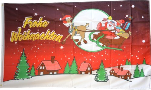 Flagge Fahne Frohe Weihnachten Nr2 Weihnachtsmann Rentier 90x150 Weihnachtsfahne