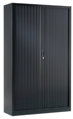 Vinco Armoire Monobloc H198xL120xP43 cm 4 Tablettes Noir (9005) Rideaux Noir