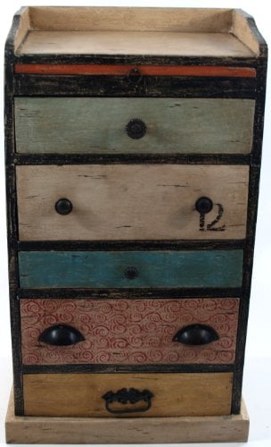 GURU SHOP Massive Vintage Kommode, Highboard, Sideboard, Flurschrank - Modell 35, Mehrfarbig, 69x43x33 cm, Kleine Schränke