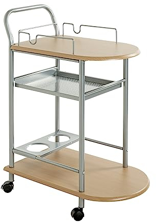 HAKU Möbel Carro de Cocina Aluminio, Haya, MDF, Metal - Dim.: AN 65 cm x AL 83 cm x P 35 cm, Estilo: Moderno