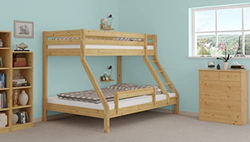 Erst-Holz Doppel-Etagenbett 140x200 und 90x200 Erwachsenen-Stockbett Kiefer Massivholz Natur 60.19-09-14
