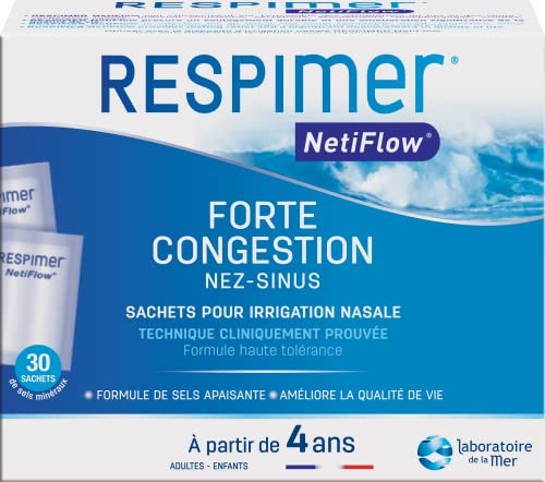 RESPIMER NetiFlow – Recambio 30 bolsas para riego nasal – Fórmula patentada y fabricada en Francia – a partir de 4 años