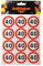 Udo SChmidt -1 PACKUNG = 24 AUFKLEBER MIT DER ZAHL 40. GEBURTSTAG MOTIV VERKEHRSSCHILD D:4cm