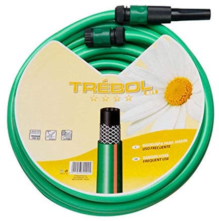 SATURNIA 8070667 Manguera Verde Trebol Trenzado 15 mm. - 5/8 Rollo 15 metros Con Accesorios