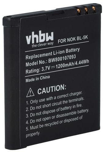 vhbw Akku kompatibel mit Nokia 701, C7, C7-00, N85, N86, T7, X7, X7-00 Handy Smartphone Telefon (1200mAh, 3,7V, Li-Ion)