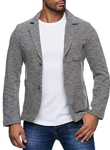 Reslad Herren-Sakko Sportlich Jakett Anzug Jacke Slim Fit Freizeit Blazer-Herren RS-1421 Grau M