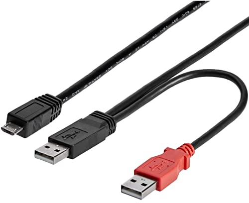 StarTech.com Cavo a doppia alimentazione per disco rigido esterno HDD a splitter Y, cavo dual USB A a micro B da 91cm
