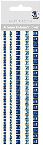 Ursus 75030006 - Schmuckstein Sticker, Bordüren, quadratisch, blau, 5 Stück in verschiedenen Größen, selbstklebend, einfach von der Folie abzuziehen, in verschiedenen Farbtönen
