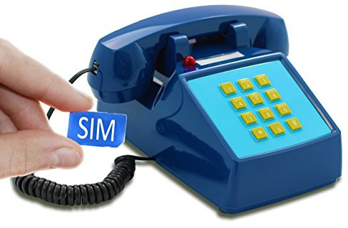 Opis PushMeFon Mobile: Retro GSM SIM Desk Phone - the Desktop Mobile Telephone with Simcard that replaces a landline in Dark Blue
