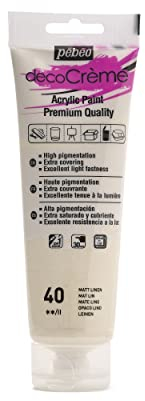 Pébéo Peinture Acrylique Texture Crème pour la Décoration - Finition Mate - 120 ML - Lin