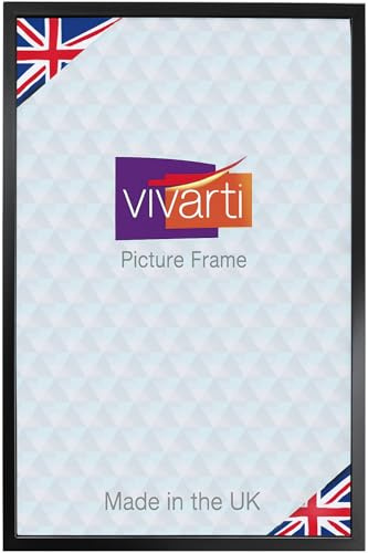 Vivarti Thin Matt Black Picture Frame 61 x 91.5 cm – Wall Mounted Styrene Glazing for Posters, Certificates, Artwork, Photos – Portrait or Landscape Hanging