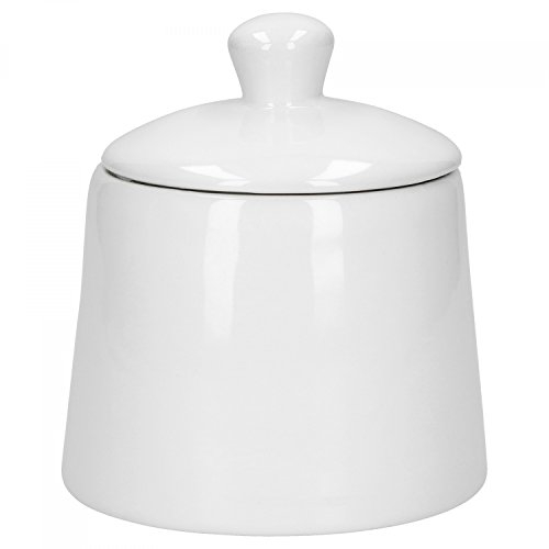 Van Well Zuckerdose Porzellan Weiß 280ml mit Deckel – Eleganter, multifunktionaler Behälter für Zucker und Gewürze – Ideal für Kaffeetafel, Küche und Gastronomie