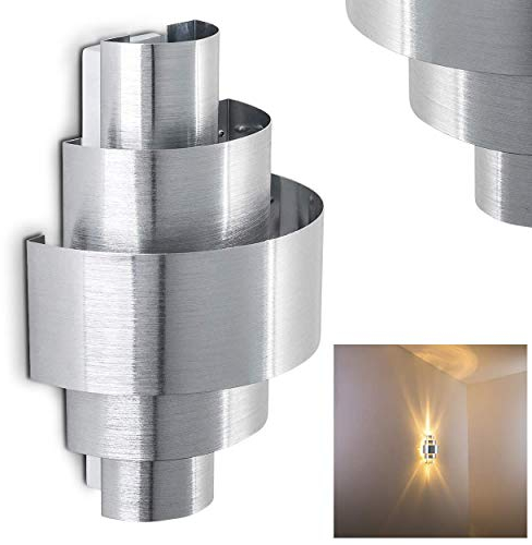 HOFSTEIN Wandlampe Lucillo aus Metall in Aluminium gebürstet, moderne Wandleuchte mit Up & Down-Effekt, 1 x E14, Innenwandleuchte mit Lichteffekt, ohne Leuchtmittel