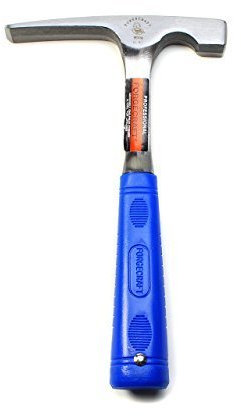 Krantz Geologenhammer mit Schneide, gehärtet und aus einem Stück geschmiedet, Schürfhammer, 850 g, Kunststoffgriff, Blau, 290 mm