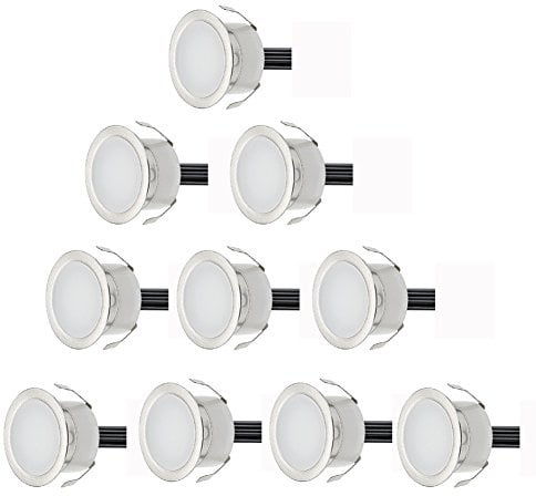 CHNXU 10er Set LED Einbaustrahler Kaltes Weiß Bodeneinbaustrahler 12V Ø30mm Deckenspots 0,6W 9LM Terrassenbeleuchtung Außen IP67 Wasserdichte LED Bodenleuchten Treppen Beleuchtung
