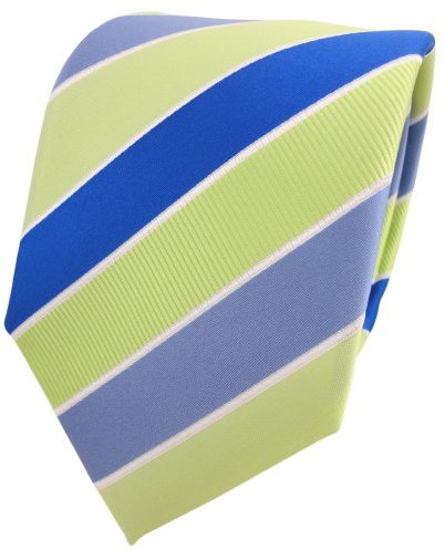 TigerTie Designer Krawatte in grün hellgrün blau weiß gestreift