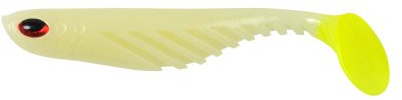 Berkley PowerBait Ripple Shad Fishing Bait, Glow/Chartreuse, 4in | 10cm, Irresistible Scent & Flavor, Realistic Profile, Unique Swimming Action, Ideal for Bass, Walleye, Pike and more