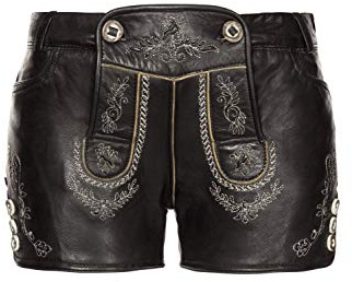 Stockerpoint Damen Lederhose Mona I Größe 32-42 I Bequeme Trachtenhose mit Stickerei & edlen Knöpfen in Hornoptik I Aus 100% hochwertigem Leder I Perfekt für Trachten & Festlichkeiten