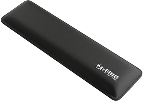 Glorious Gaming Reposamuñecas acolchado para teclado (TKL, 25mm grueso) - Bordes cosidos antideshilachado, superficie lisa, base de goma antideslizante, firmeza media, 360 x 100 x 25mm - Negro