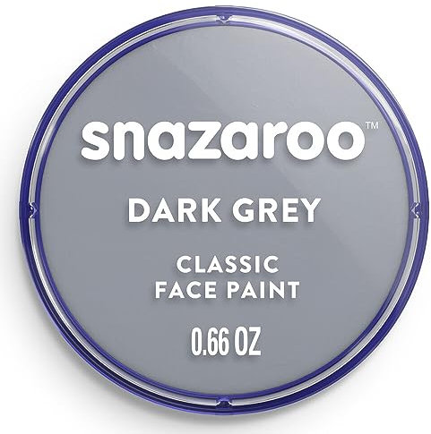 Snazaroo - Pintura facial y corporal, 18 ml, color gris oscuro, profesional a base de agua, pastilla de aquacolor individual para adultos, niños y efectos especiales