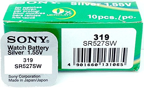 Sony 319 SR527SW Silberoxid-Uhrenbatterie (0% Quecksilber) - 1 Stück