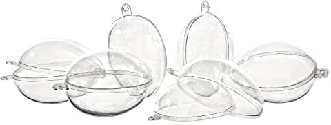 6 Acryl-Eier, H 8 cm, transparent, teilbar, mit Aufhängeöse