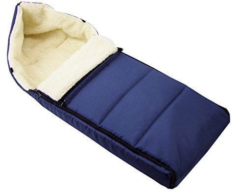 BAMBINIWELT universaler Winterfußsack (108cm), auch geeignet für Babyschale, Kinderwagen, Buggy, aus Wolle UNI (Marineblau Liniert)