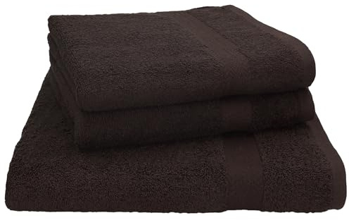 Betz 3-TLG. Strandtuch Saunatuch Badetuch Liegetuch Handtuch Premium Frottee Set 1 Saunatuch 70x200 cm 2 Handtücher 50x100 cm Farbe Dunkelbraun