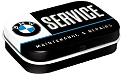 Nostalgic-Art Retro Pillendose, 4 x 6 x 1,6 cm, BMW – Service – Geschenk-Idee für BMW Accessoires Fans, Original Lizenzprodukt (OLP), mit Pfefferminz-Dragees, Vintage Design