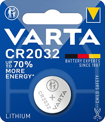 VARTA Batterien Knopfzelle CR2032, 1 Stück, Lithium Coin, 3V, kindersichere Verpackung, für elektronische Kleingeräte - Autoschlüssel, Fernbedienungen, Waagen