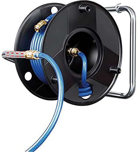 Brennenstuhl Druckluftschlauchtrommel Anti Twist (18,5m Schlauch + 1,5m Verbindungsschlauch, mit Metall-Einhand-Schnellkupplungen und Wandhalterung, Made in Germany)